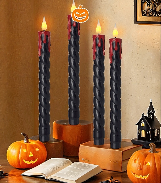 6 Stück 25 cm Halloween-Faden, schwarzer Stab, fließende rote Tränen, Simulation elektronischer Kerzenlicht-Timer, Fernbedienung, AA-Batterie, Partyatmosphäre für drinnen und draußen, dekoratives 2025 - $24.99 –P6