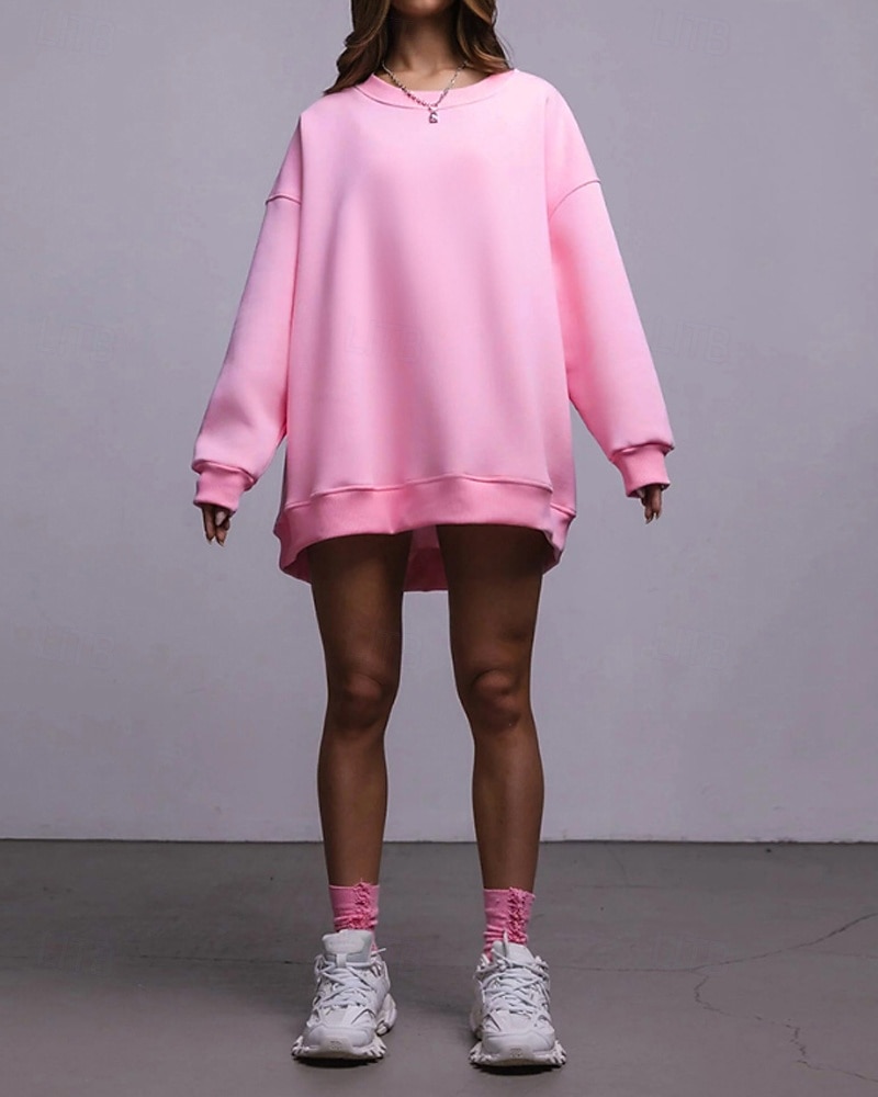 Dámské Svetrová mikina Mikiny Bez vzoru Šik ven Na běžné nošení Dlouhý rukáv Tričkový Běžné topy ulice Dovolená Jdeme ven Bílá Světlá růžová Světle šedá Podzim Zima 2026 - $51.99 –P11