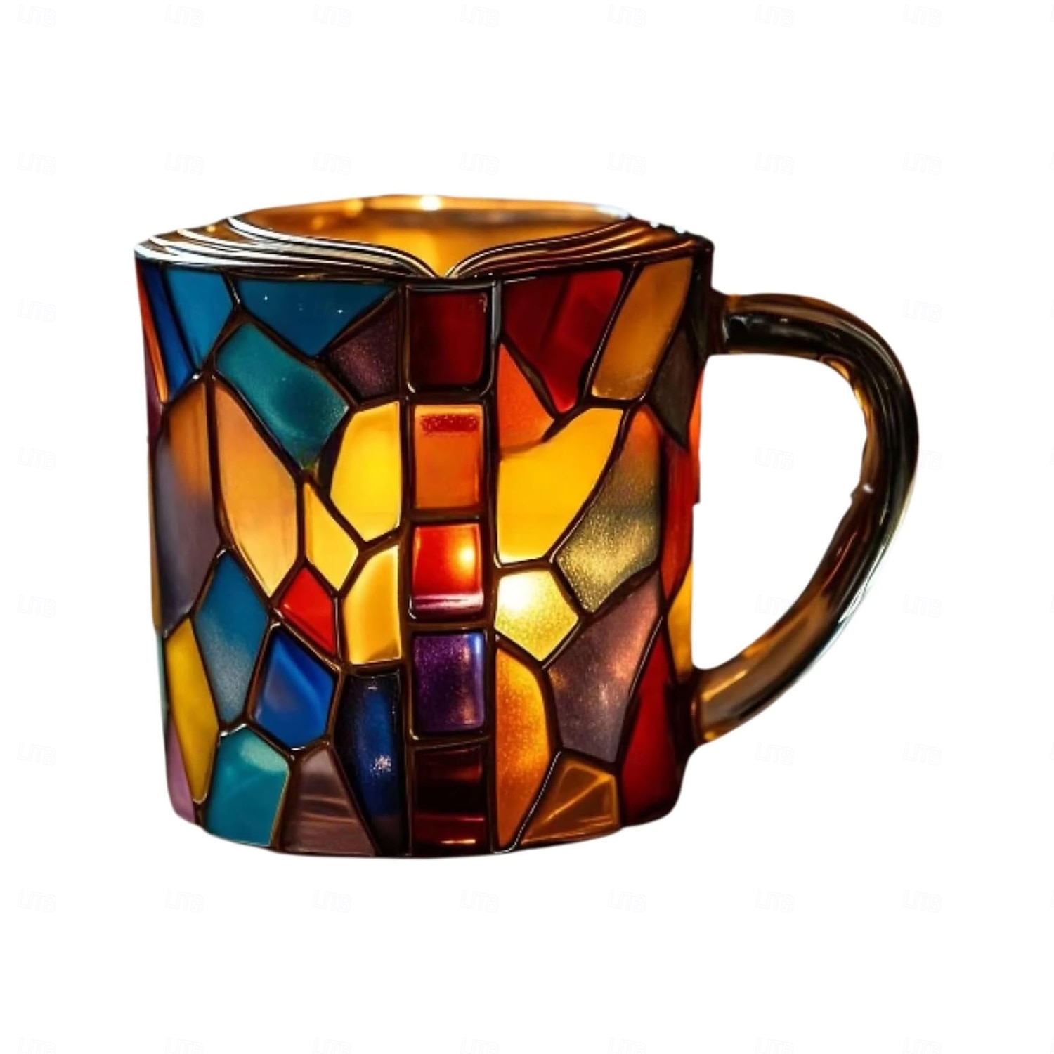 bemalte Buchtasse 300ml/10oz Gitarren-Kaffeetasse Buch-Kaffeetasse einzigartige bunte Glasbücher Stapel-Kaffeetasse Sammlung Geschenk 2025 - $23.99 –P17