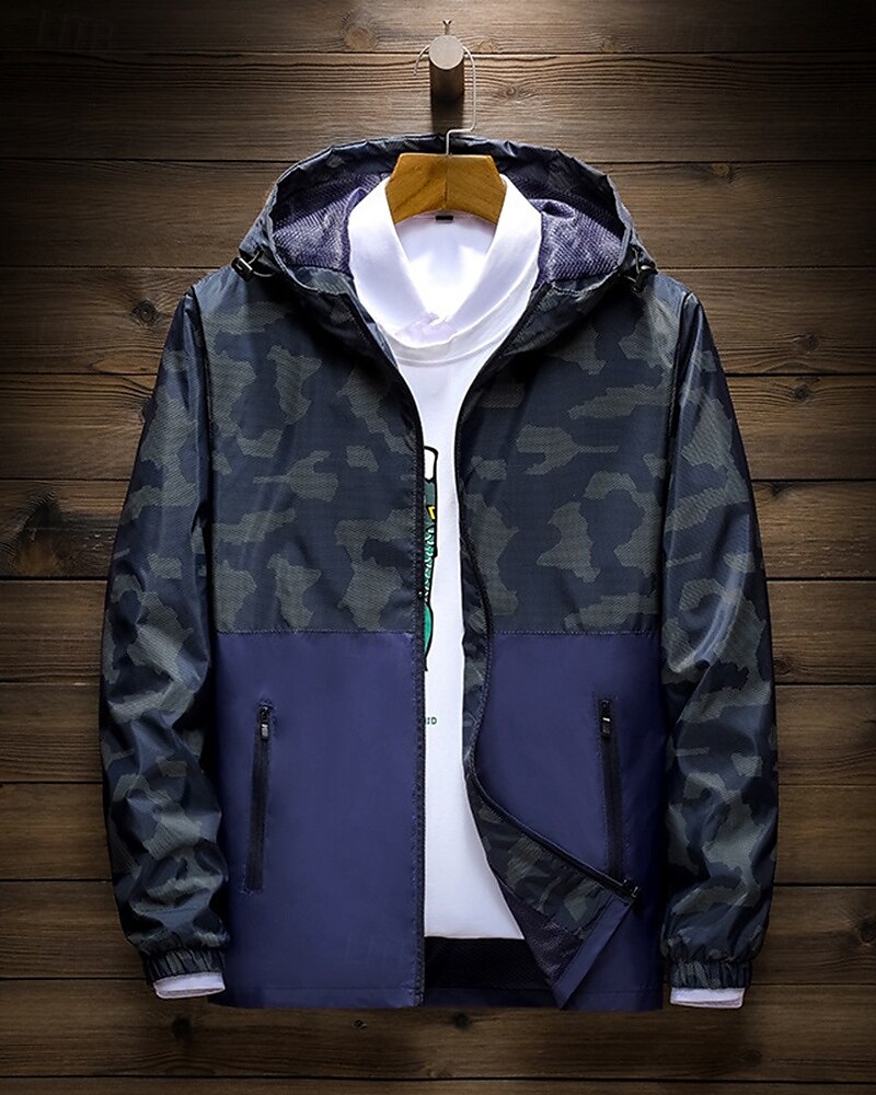 Herren Wanderjacke Hardshelljacke Außen Wasserdicht Winddicht Wanderoutfits Wanderbekleidung Frühling Herbst Oberteil Jagd Camping / Wandern / Höhlenforschung Reisen Patchwork Schwarz Rot Blau 2025 - $29.99 –P6