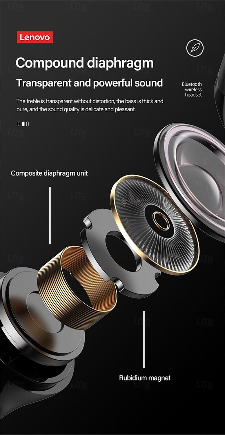 Lenovo LP12 True Wireless Headphones TWS Earbuds In Ear Bluetooth5.0 Stereo with Charging Box Built-in Mic for Apple Samsung Huawei Xiaomi MI  Everyday Use Traveling Cycling Mobile Phone 2025 - $31.99 –P8