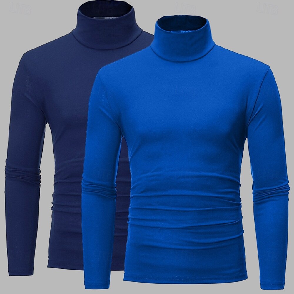 Maglietta a collo alto da uomo, 2 pezzi, a maniche lunghe, a collo alto, con colletto arrotolato, autunno autunno &T-shirt sportiva casual invernale, semplice, leggera, classica, da 2 pezzi del 2025 a $23.99 –P8