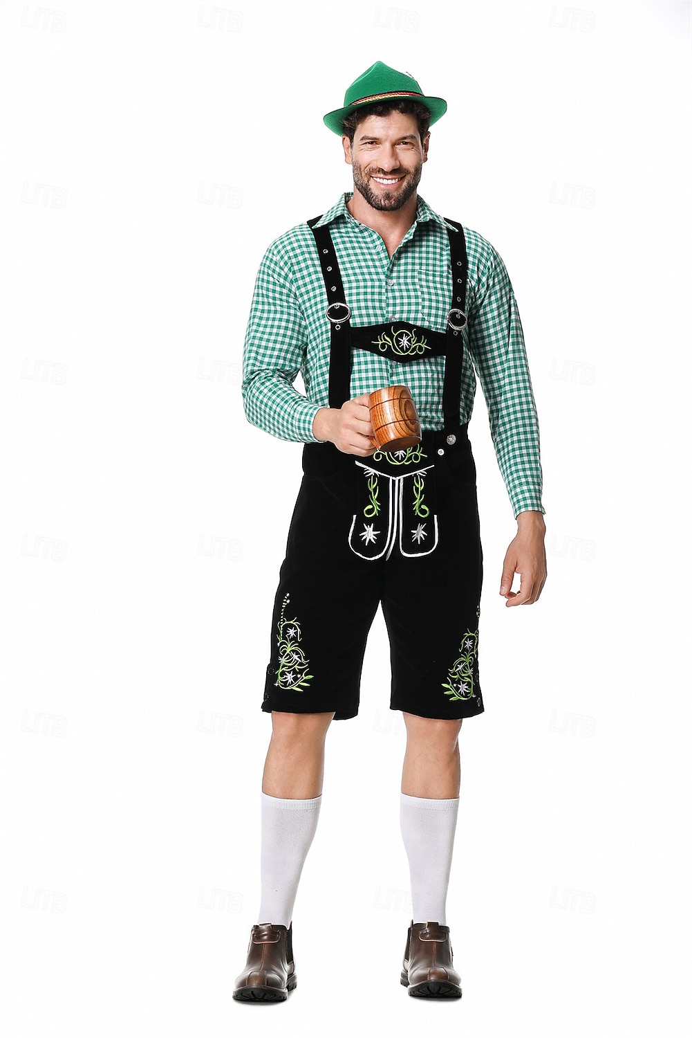 Oktoberfest lederhosen Cămașă bavareză Germană Munchen Pajiști Bărbați Carnaval Petrecere Festivalul de Bere Pânză în stil tradițional 2026 - $66.99 –P3