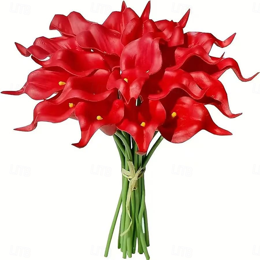 20 svazků umělých stonků lilií, kala a lotosových květů v 18 barvách, realistické umělé květiny na Valentýna, Den matek, svatební kytice, fotografické rekvizity, venkovní a vnitřní dekorace 2026 - $23.99 –P20