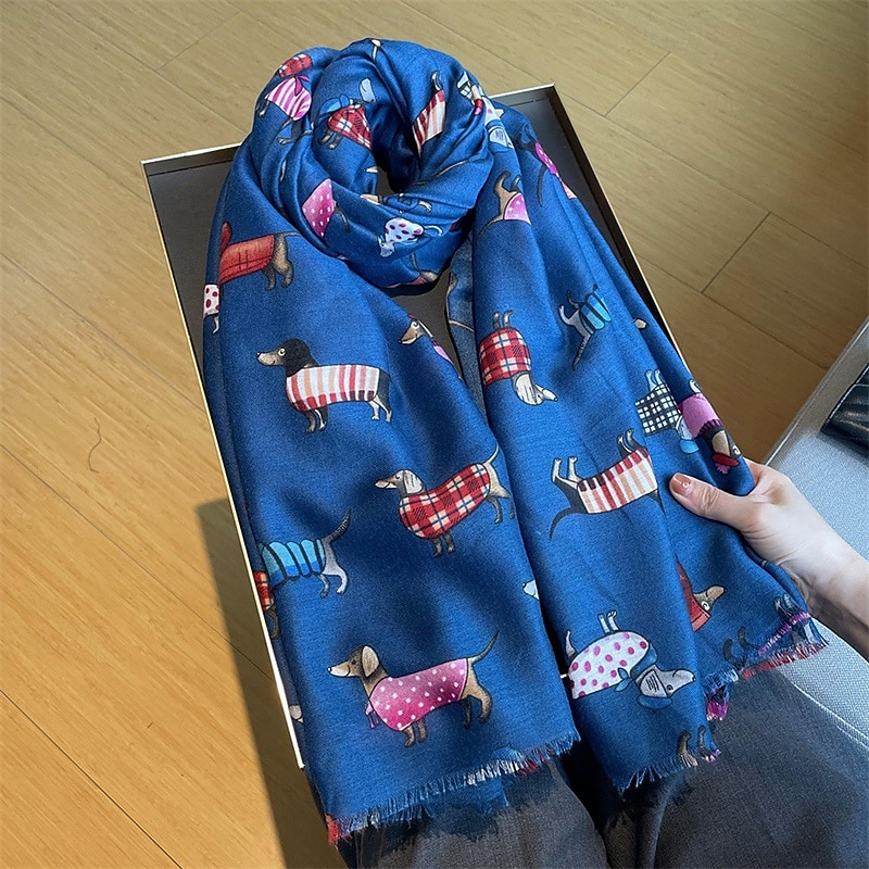 Per donna Sciarpa rettangolare Streetwear Quotidiano Data Nero Bianco Blu Sciarpa Animale del 2025 a $18.99 –P8