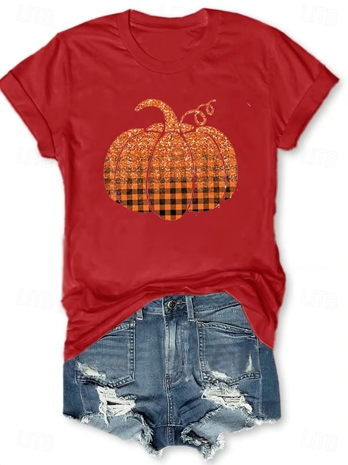 Halloween Femmes T-shirt Graphique Halloween ancien Élégant Classique Manche Courte Col ras du cou Col rond Hauts Réguliers Quotidien Week-end Imprimé Noir Blanche Jaune Rose Claire Rouge Été Automne de 2025 ? $19.99 –P8