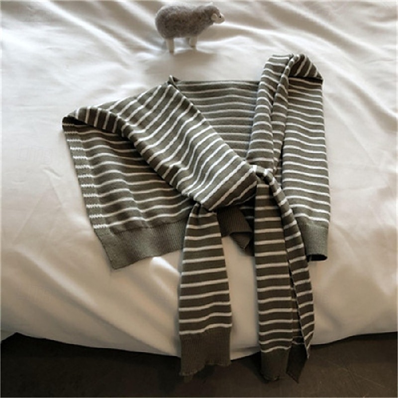 Dame Skjerf for kvinner Gate Daglig Stevnemøte Svart Hvit Brun Skjerf Stripe 2025 - $19.49 –P5