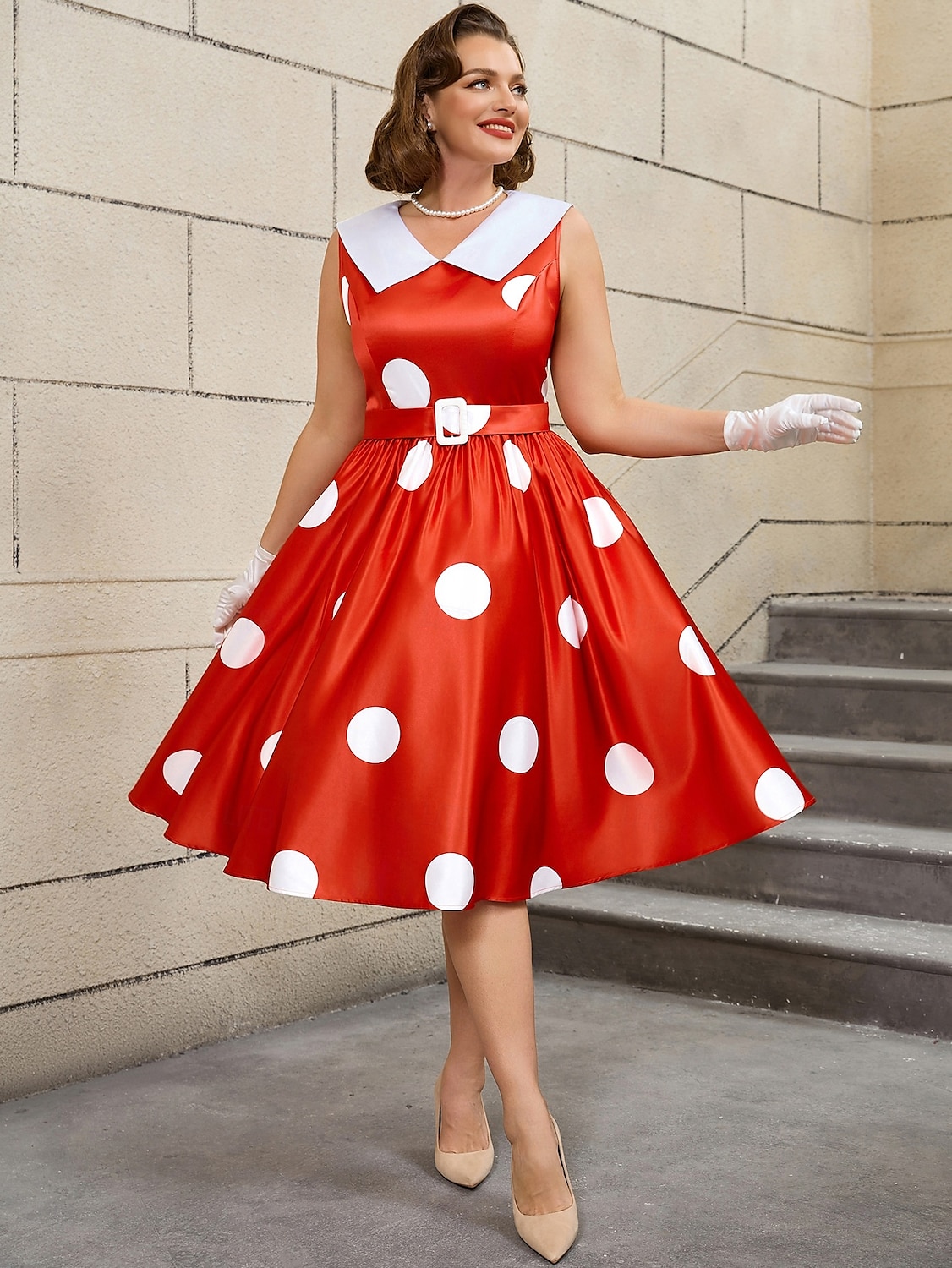Retro 50. léta Rockabilly Polední Šaty na šaty Flare šaty Větší velikosti S páskem Puntíky A-Linie Dámské Dovolená Čajový dýchánek Retro tematická párty Dospělé Šaty Pásek Jaro léto 2025 - $51.99 –P11