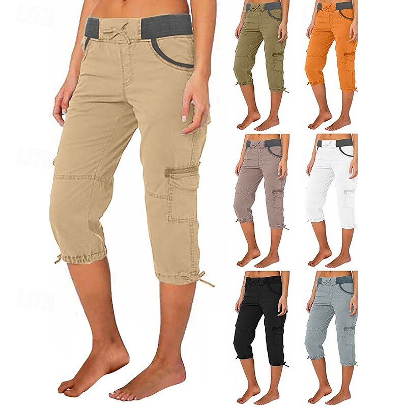 Femmes Pantalons Cargo Pantalons de randonnée Extérieur Coupe régulière Respirant Bas Avec Poches Noir Vert Véronèse Coton Camping / Randonnée Course S M L XL XXL de 2025 ? $22.99 –P1