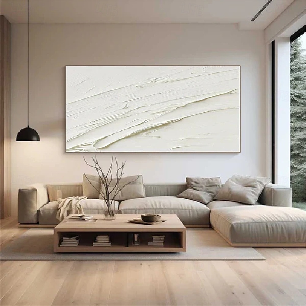 White abstract oil painting hand painted  white 3D wall art oil painting large abstract painting handmade  modern minimalist painting textured abstract oil painting wall art pattle knife morden art 2025 - $108.99 –P3