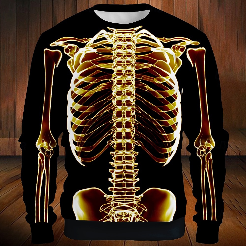 Halloween Den mrtvých lebka pánská 3D kostra mikina punk párty dlouhý rukáv kulatý výstřih dovolená halloween sváteční kulatý výstřih 3D grafika podzim celá roční období designér 2025 - $26.99 –P5