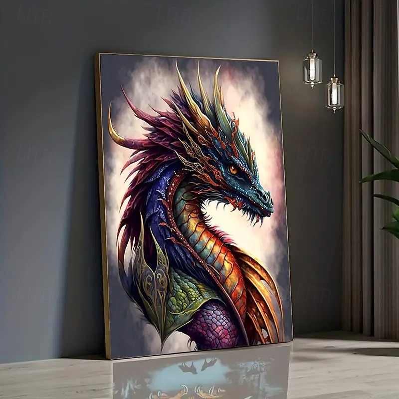 Poster artistico su tela con drago colorato, senza cornice, decorazione moderna per pareti di soggiorno e camera da letto del 2025 a $10.99 –P4