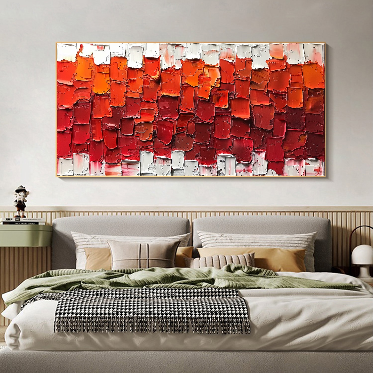handgemachtes original minimalistisches Ölgemälde auf Leinwand abstrakt rot impasto strukturierte Wandkunst für Wohndekoration mit gespanntem Rahmen ohne Innenrahmen Gemälde 2025 - AU $206.69 –P11