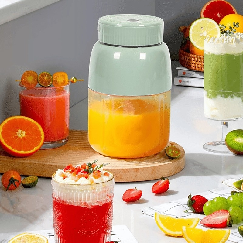 BPA-freier elektrischer Zitrusentsafter mit Strohhalm, zwei Deckeln, tragbarer Mixer, großer kabelloser Entsafterbecher, multifunktionaler Frischsaftbereiter für Smoothies und Shakes 2025 - $30.99 –P5