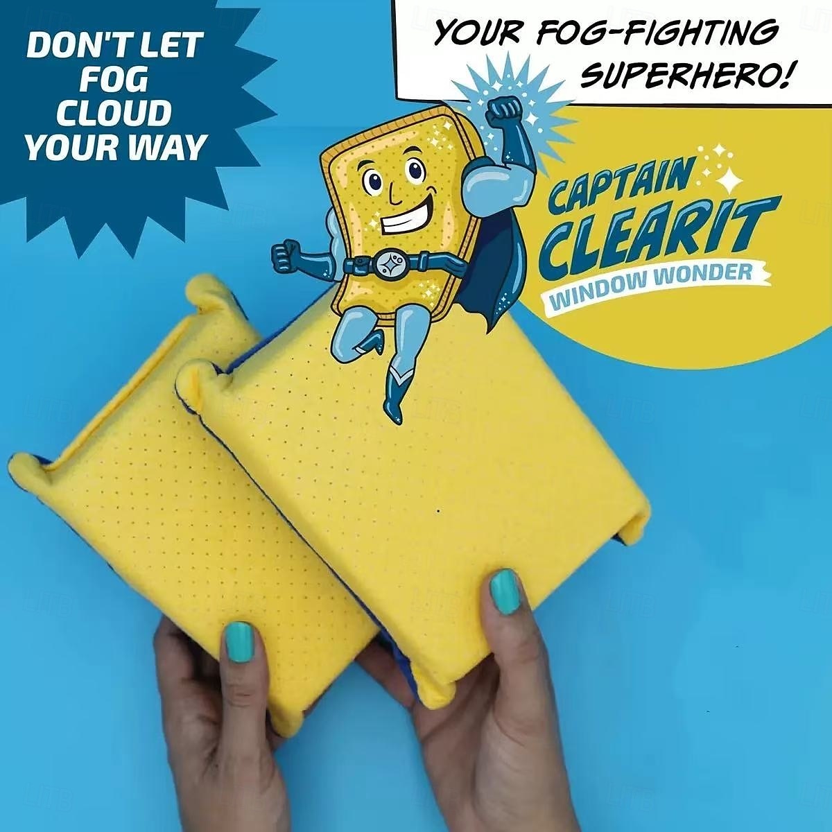 5 stuks Captain Clear Window Miracle-sponzen, grote, superabsorberende anti-condens reinigingspads voor autospiegels, glas en ramen, streeploos gebruik binnen en buiten, gemakkelijk schoon te maken, 2025 - $12.99 –P3