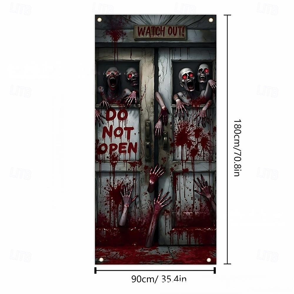 dekoracja na drzwi na Halloween, zasłona na drzwi wejściowe, latające nietoperze na miotle na Halloween, postrzępiony dolny wyświetlacz 2025 - $9.99 –P2