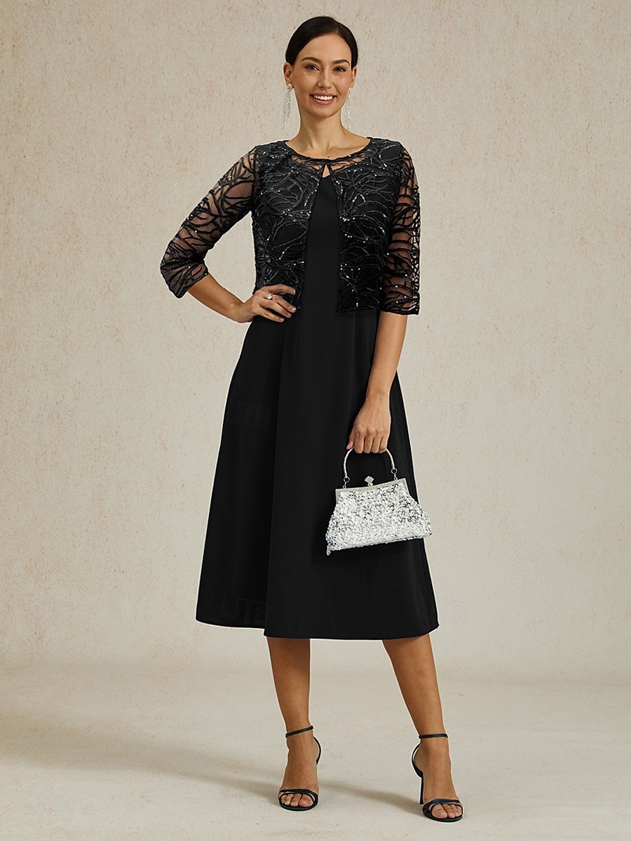 Dame Trekker på skuldrene Grafisk Abstrakt Elegant Stilfull Formelt Crew-hals Svart Sommer 2025 - $47.99 –P4