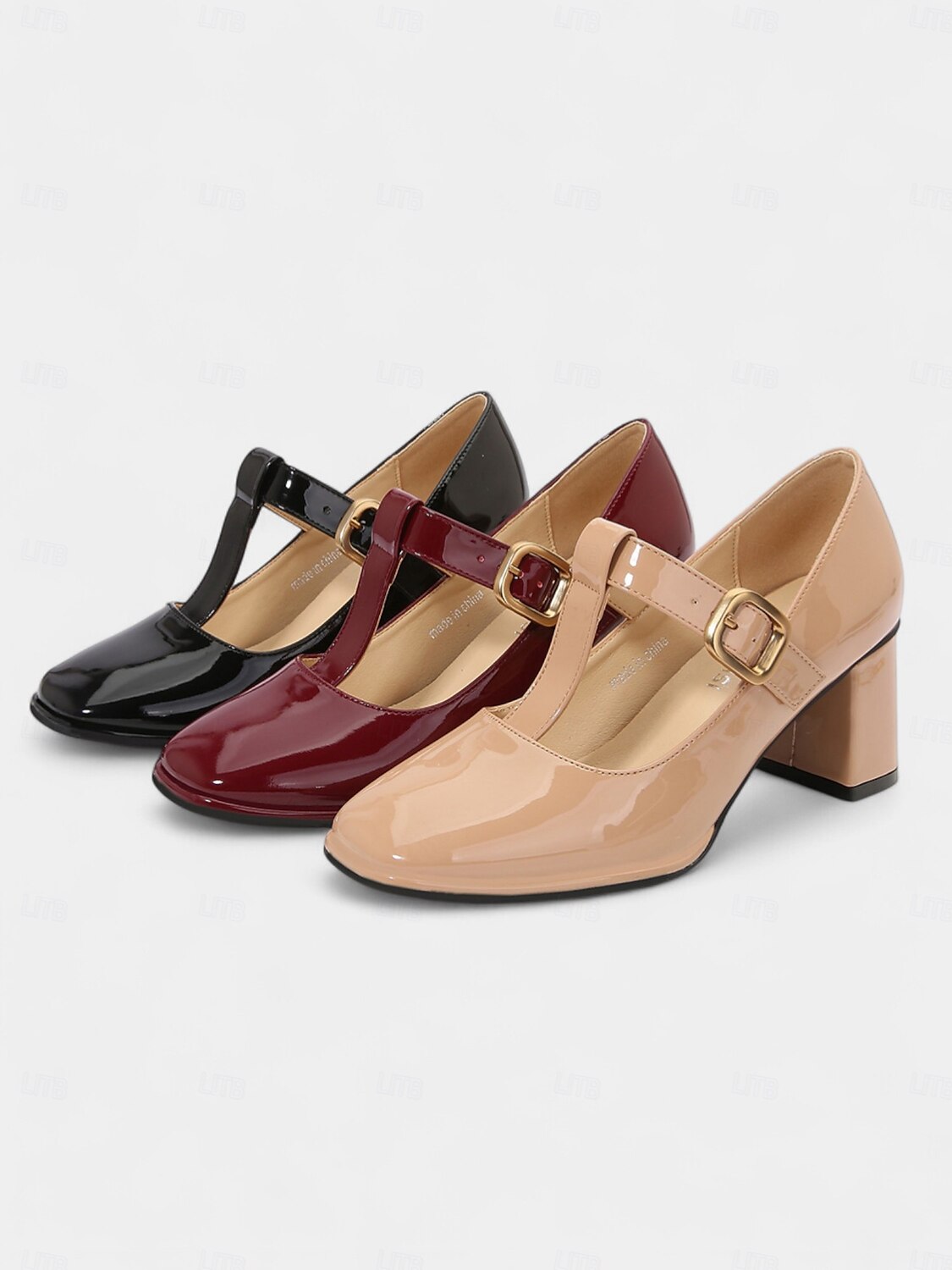 Femmes Chaussures à Talons Rétro Mary Jane Soirée Travail Quotidien Boucle Talon épais Bout carré Élégant ancien PU Boucle Amande Noir Rouge Bordeaux de 2025 ? $46.99 –P1