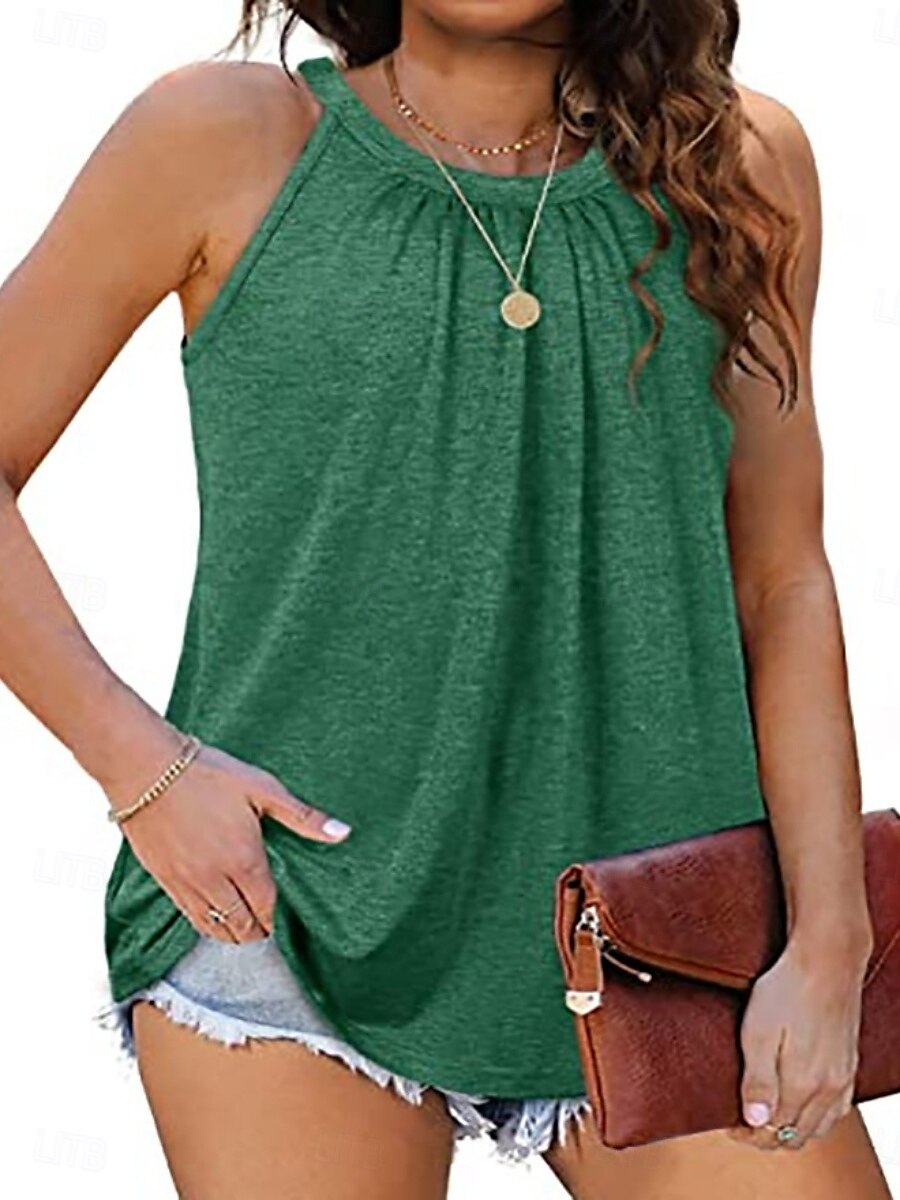 Női Camisole Tank Top Tömör szín Napi Alkalmi Ujjatlan Kötőfék nyaka Normál felsők Napi Fehér Arcpír rózsaszín Lóhere Szürke Nyár Tavasz 2025 - $13.99 –P4