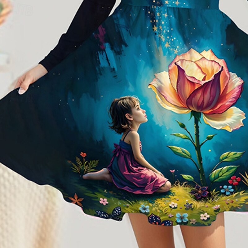 Mädchen' 3D Blumen Kleid Langarm Sommer Frühling Urlaub Täglich Ferien Prinzessin Schön Süß Kinder 4-12 Jahre Freizeitkleid A Linie Kleid Knielang Normale Passform 2025 - $16.99 –P3