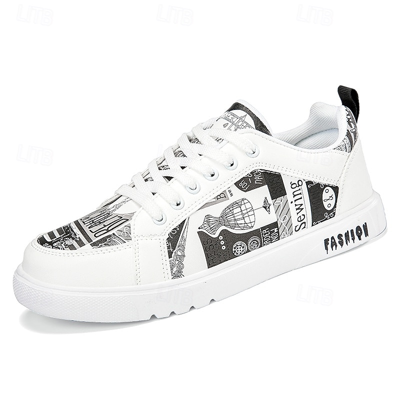 Homme Basket Marche Occasionnel Cuir PU Confortable Antidérapant Respirant À lacets Blanc + Noir Blanc / Jaune Rose / Blanc Été Printemps de 2025 ? $32.99 –P2