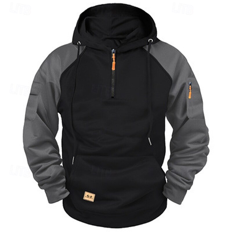 Homme Sweat à capuche Sweat à capuche quart zippé Rouge & noir Noir Rouge Bleu Gris Clair À capuche Uni Patchwork Bloc de Couleur Sport & Loisir Occasionnel Quotidien Streetwear Frais Vêtements de de 2025 ? $25.99 –P4