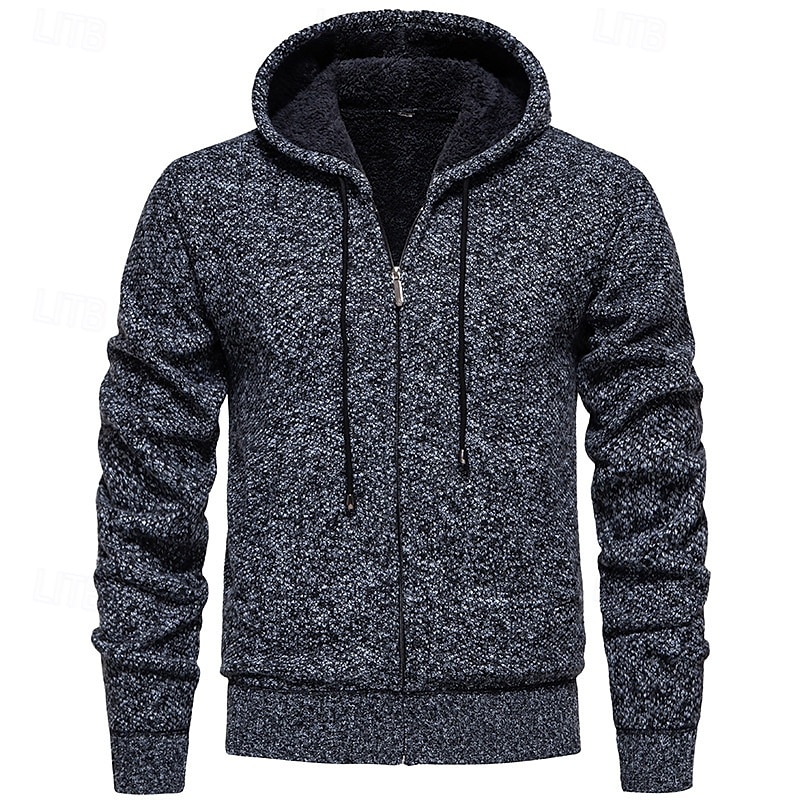 Hombre Chaqueta de Punto Suéter recortado Jersey con cremallera Suéter de punto Estriado Tejer Tops regulares Bolsillo Vellón Plano Con Capucha Moda Clásico Vacaciones Ropa Cotidiana Ropa Otoño 2025 - $21.99 –P4