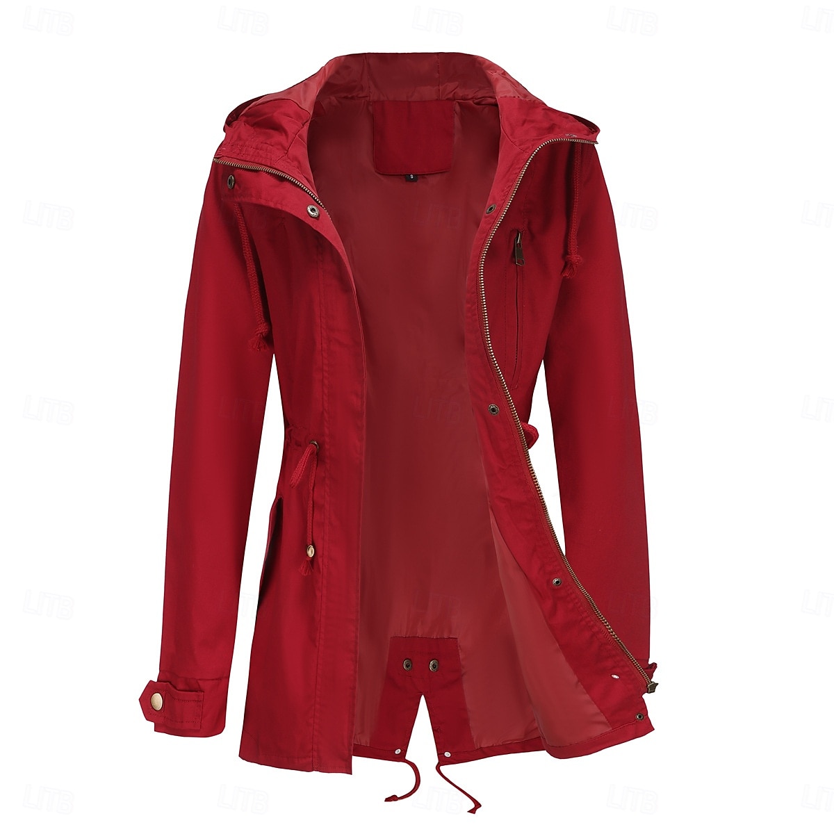 Per donna Cappotto Impermeabile Confortevole Cerniera completa Coulisse Moda Stile da Strada Semplice All'aperto Casual Quotidiano Lungo Con Cappuccio Vestibilità regolare Manica Lunga Capispalla del 2025 a $41.99 –P12