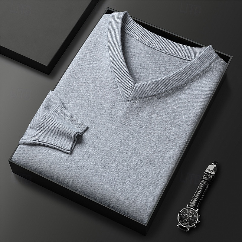 Herren Weihnachtspullover Pullover Strickpullover Gerippt Stricken Normale Oberteile Gestrickt Einfach V Ausschnitt Mode Basic Urlaub Alltagskleidung Bekleidung Herbst Winter Kamel Wein S M L 2026 - $26.99 –P3