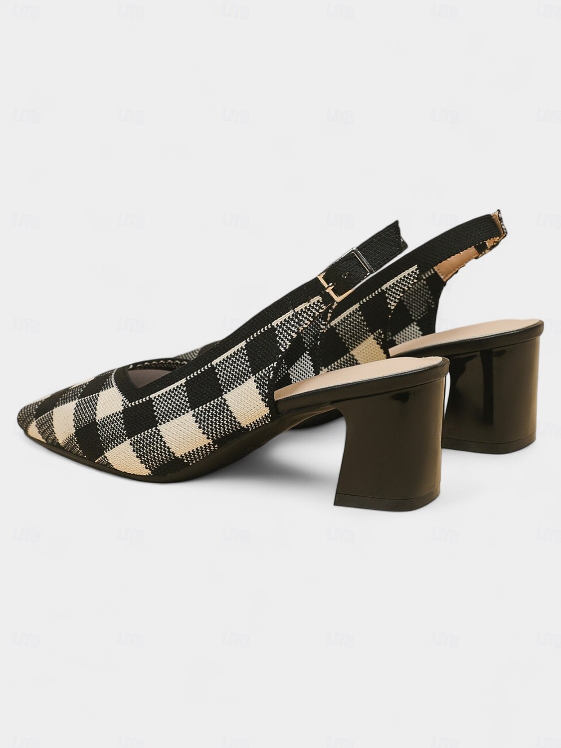 Women's Red Gingham Slingback Block Heel Pumps - Retro Style Knit Dress Shoes for Comfortable Walking, Casual Picnic, Summer Parties, and Daily Office Wear 2025 - $34.99 –P5
