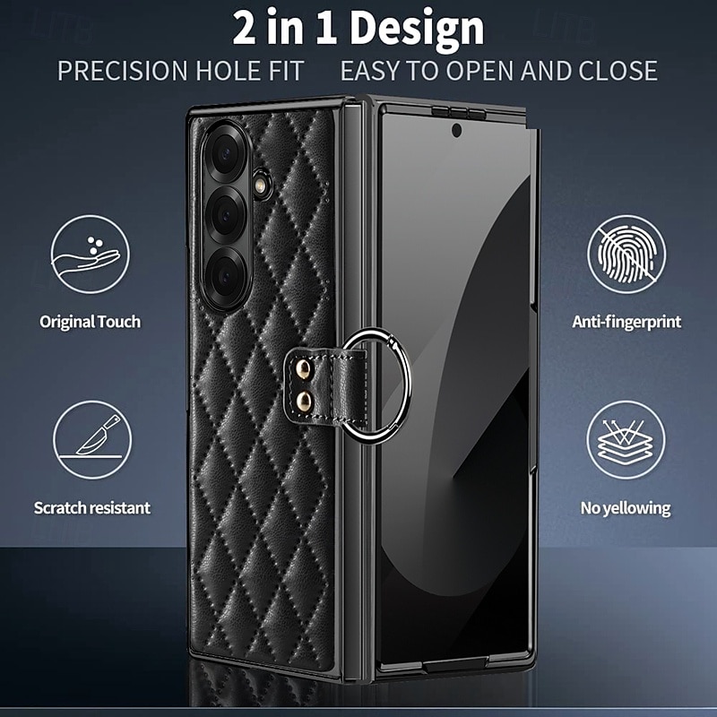 телефон Кейс для Назначение SSamsung Galaxy Z-образный сгиб 7 Z-сгиб 6 Z Fold 5 Z Fold 4 Z Fold 3 Кейс на заднюю панель Кольца-держатели Полная защита тела Ретро ТПУ Кожа PU 2025 - $25.99 –P3