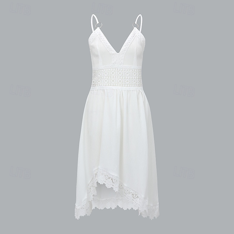 Femmes Mini Robe Robe Nuisette Robe bohème Robe occidentale Mode Classique Moderne Extérieur Vacances Fête Coupe régulière Uni Sans manches Bretelles spaghetti Blanche Été de 2025 ? $33.99 –P4