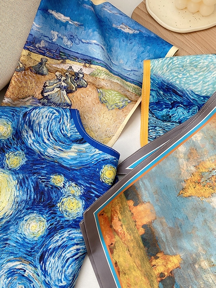 Col amovible imprimé artistique pour femme – col foulard coloré inspiré de Van Gogh, style rétro vintage, accessoire de mode élégant pour tenues décontractées, tenues de bureau et événements artistiques de 2025 ? $11.99 –P5