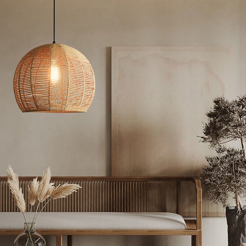 Hemp Rope Chandelier-Kitchen Island 1-Light Bohemian Modern Woven Rattan/Pendant Light Fixtures LED Pendant Farmhouse Coastal Hanging Lights for Restaurant Tearoom Bedroom Living Room Cafe 2025 - $157.99 –P3