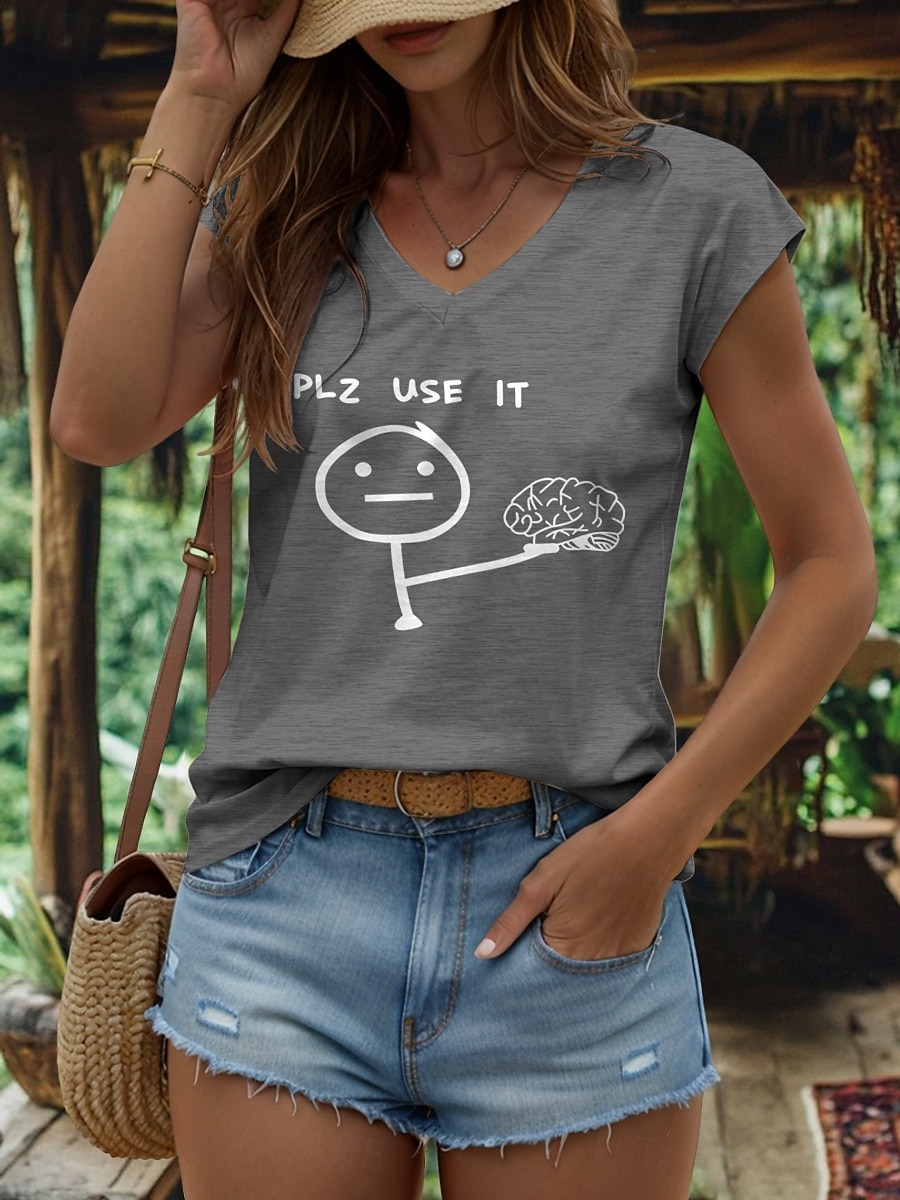 Débardeur camisole à lettres graphiques pour femmes, vintage, élégant, classique, sans manches, manches courtes, col en V, hauts classiques, vêtements de vacances quotidiens, imprimé noir, blanc, de 2025 ? $17.99 –P4