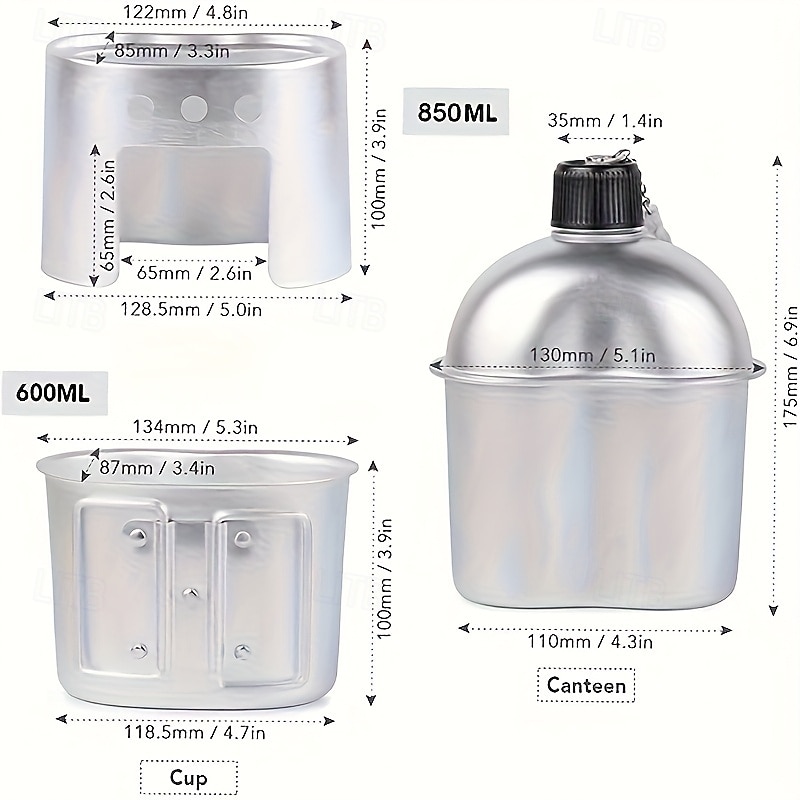 Borraccia in alluminio, set di tazze e borse, borraccia portatile per campeggio all'aperto, sopravvivenza, esperienza nella natura, escursionismo e attrezzatura per zaino in spalla solo per cucinare del 2025 a $142.99 –P3