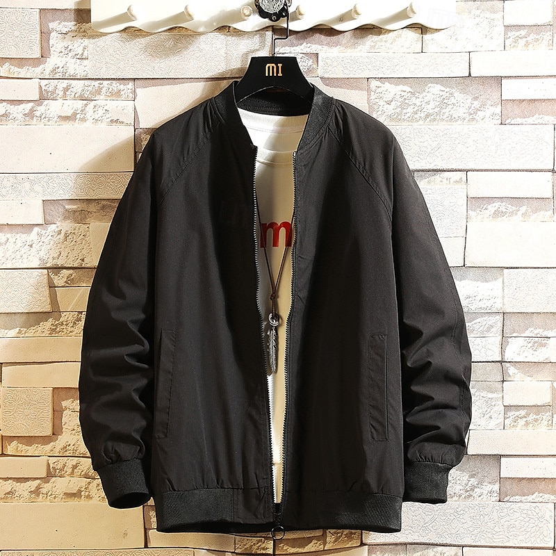 Herren Leichte Jacke Freizeitjacke Urlaub Täglich Atmungsaktiv Tasche Frühling Herbst Farbblock Mode Klassisch Stehkragen Regulär Aprikose Schwarz Gelb Grün Armeegrün Jacken 2025 - $35.99 –P3