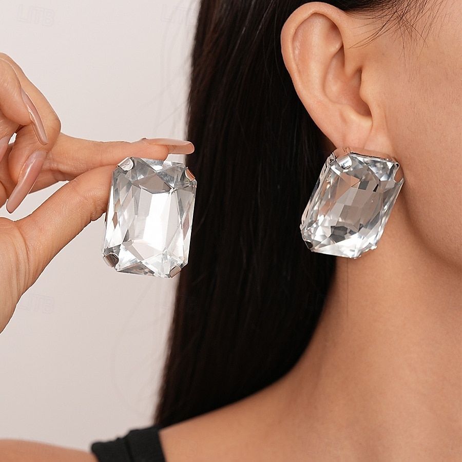 Gargantilla y pendientes de cristal plateado con declaración para mujer: joyas glamurosas con diamantes de imitación grandes para fiestas, bodas y eventos formales. 2025 - $14.99 –P2