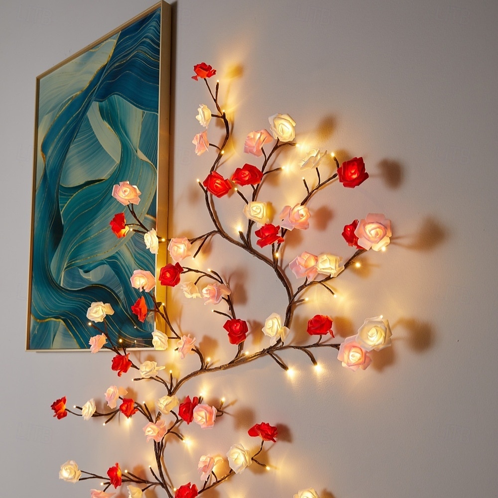 LED-grenlampa rosrotningslampa 2,3m 144 lysdioder fjärrkontroll USB-driven böjbar atmosfärsljus ros alla hjärtans dag bröllop sovrum vardagsrum vägg julfest heminredning 2025 - $121.99 –P6