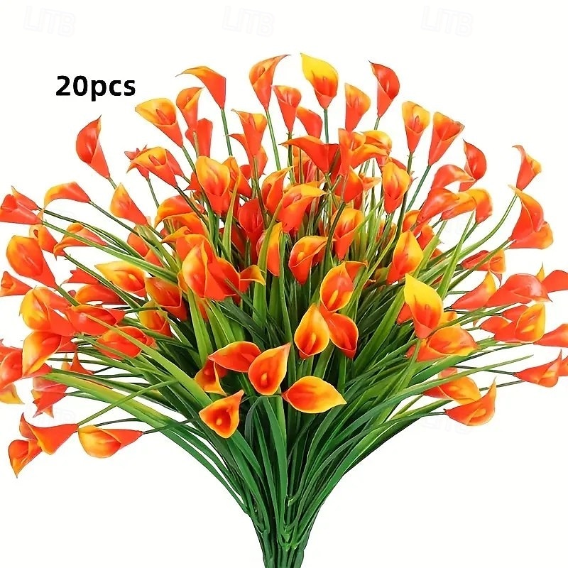 Confezione da 20 gigli artificiali Kara da esterno, fiori finti in plastica con protezione UV per giardino, veranda, cortile, ufficio, cornice di finestre, scrivania e decorazione per la casa – del 2025 a $27.99 –P5