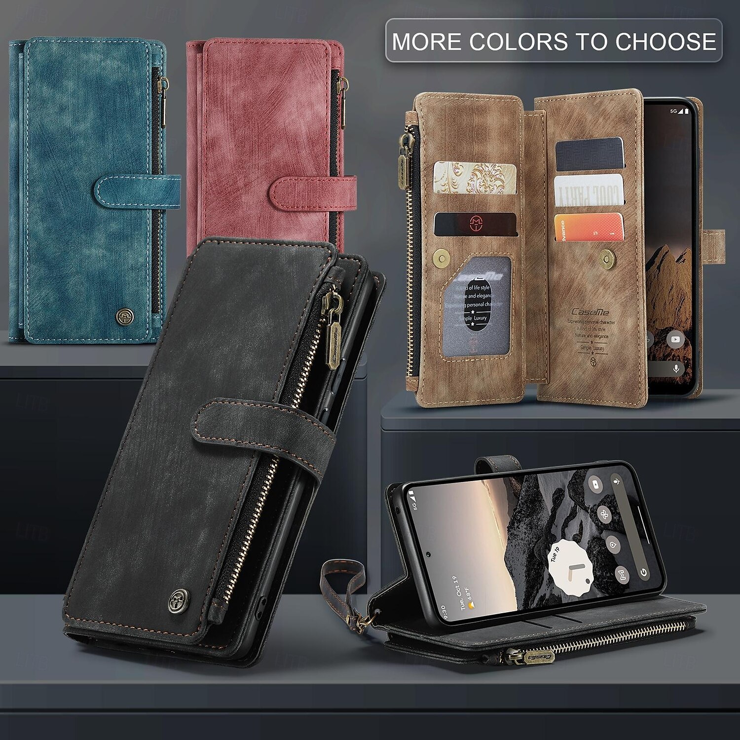 téléphone Coque Pour Samsung Galaxy Pixel 8 Pro Pixel 9 Pixel 9a Étui Portefeuille Fermeture Éclair avec Lanière Support TPU faux cuir de 2025 ? $17.99 –P13