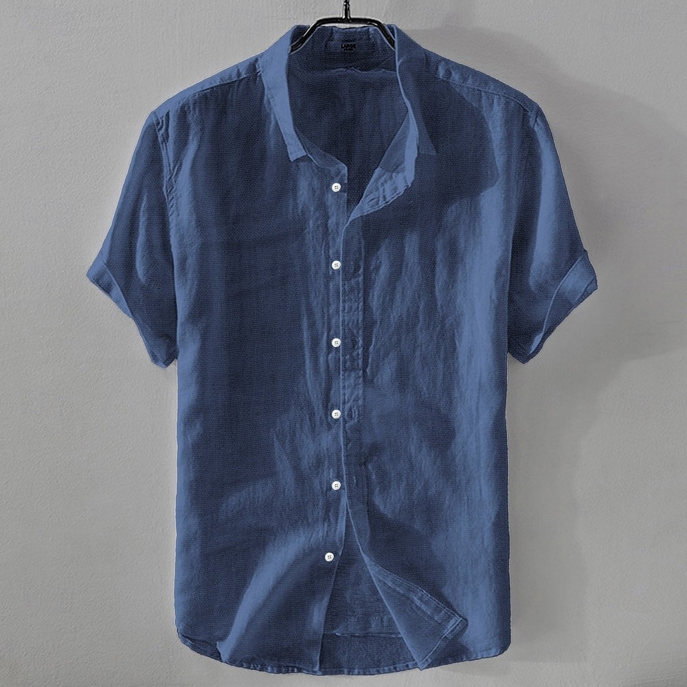Per uomo Camicia Camicia di lino Camicia casual Camicia di cotone Semplice Vacanza Streetwear Bianco Azzurro cielo Cachi Blu scuro Manica Corta Collo ripiegato Estate Abbigliamento Bottonato del 2025 a €16.99 –P11