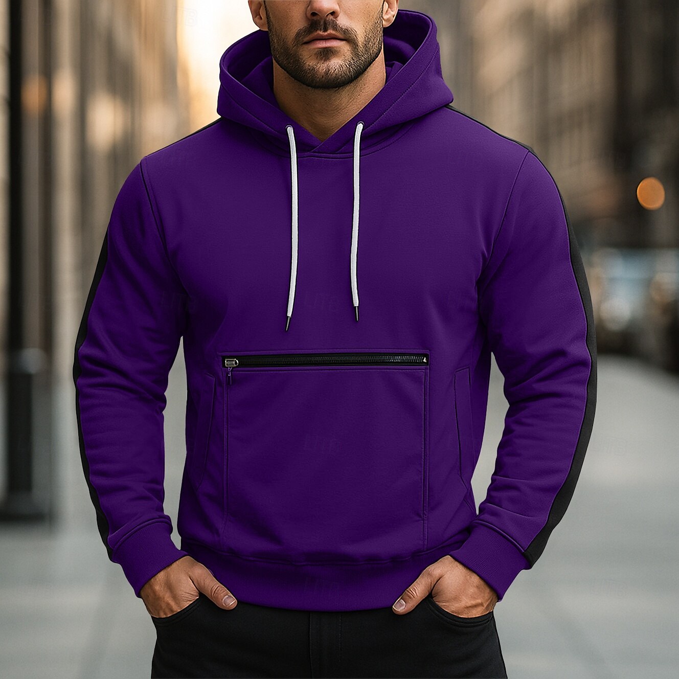 Per uomo Felpa con cappuccio Felpa con cappuccio in pile Rosso bordeaux Verde militare Blu marino Blu Reale Viola Con Cappuccio Semplice Patchwork Blocco di colore Sport & Outdoor Casuale Quotidiano del 2025 a $25.99 –P5