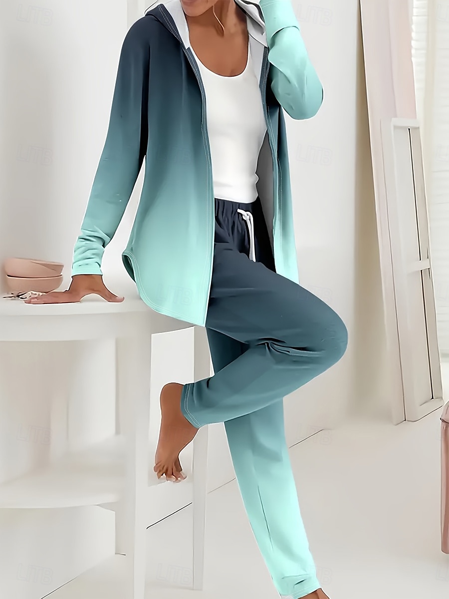 Femmes Quotidien Sweat à capuche manche longue À capuche Graphique Dégradé Fermeture éclair Cordon de serrage Imprimé Occasionnel Vert Automne Coupe régulière de 2025 ? $49.99 –P3