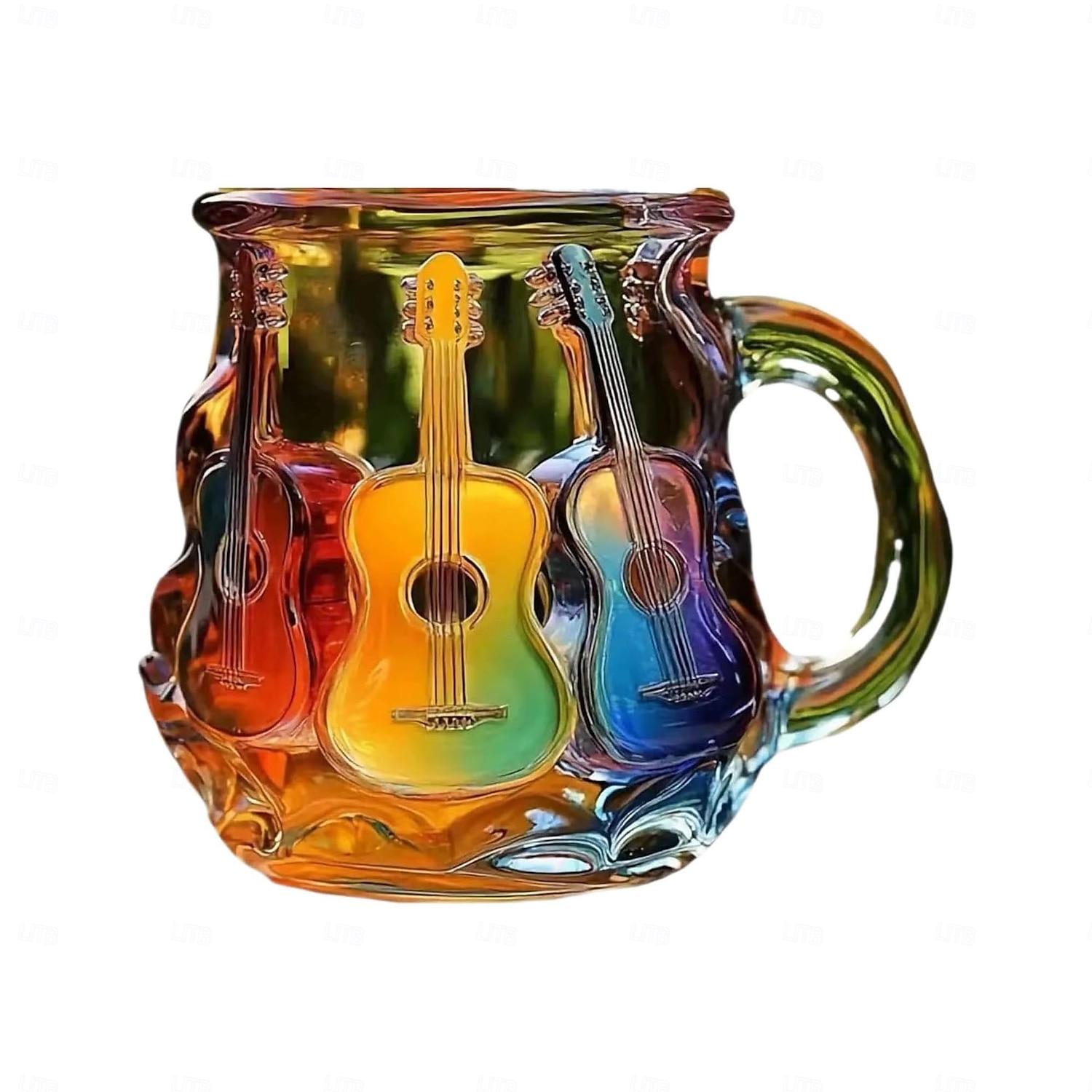bemalte Buchtasse 300ml/10oz Gitarren-Kaffeetasse Buch-Kaffeetasse einzigartige bunte Glasbücher Stapel-Kaffeetasse Sammlung Geschenk 2025 - $23.99 –P18