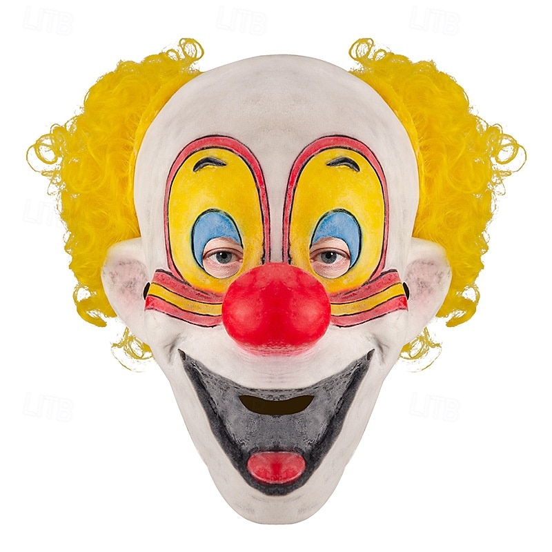 Maschera di Halloween, cuffia in lattice, cuffia da clown, maschera sorridente, faccia da fantasma, performance, bar, palla, cosplay, accessorio del 2025 a $26.99 –P9