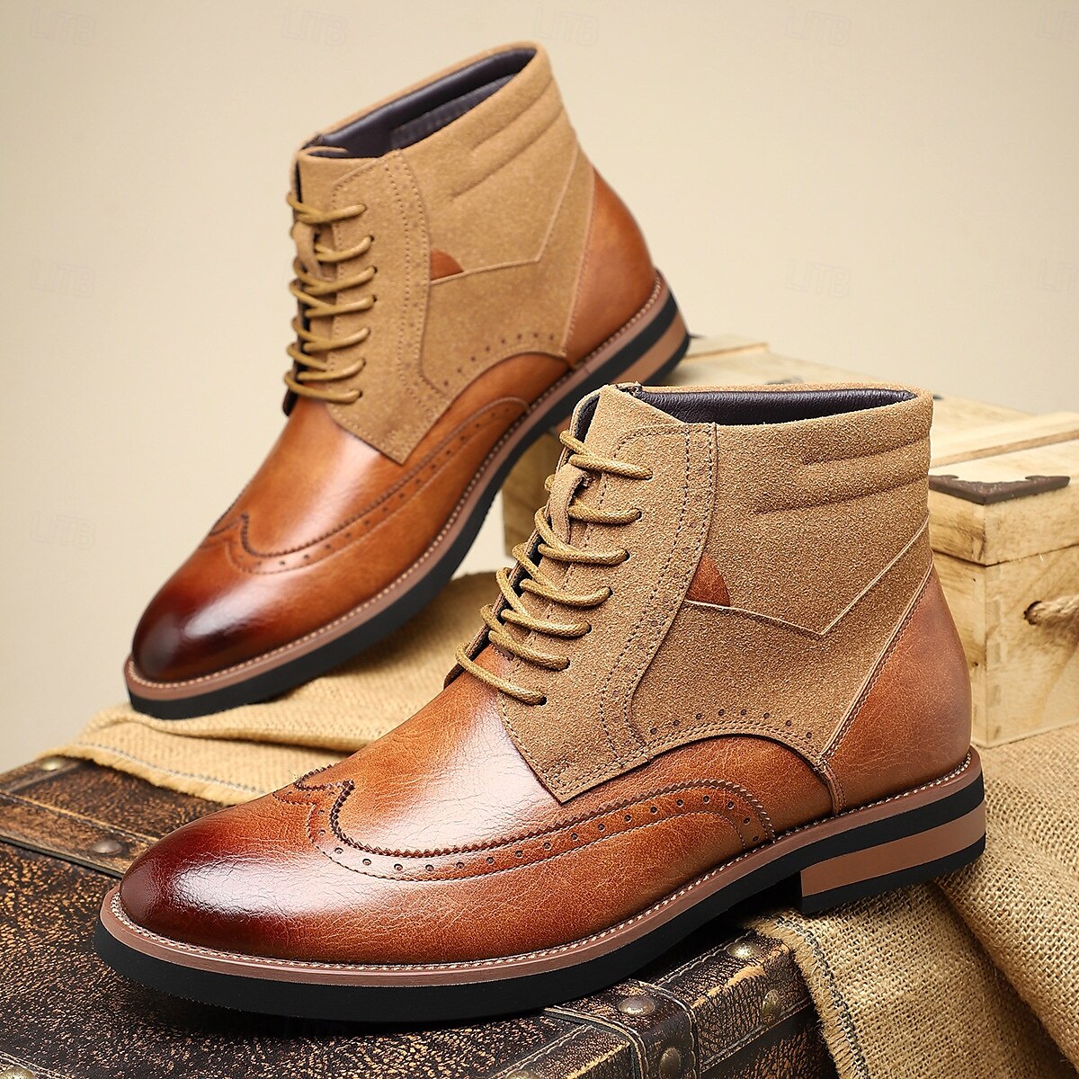 Per uomo Stivali Camminata Vintage Casual Britannico Pelle PU Camoscio Confortevole Antiscivolo Caldo Allacciatura Nero Giallo Marrone Autunno Inverno del 2025 a $54.99 –P10