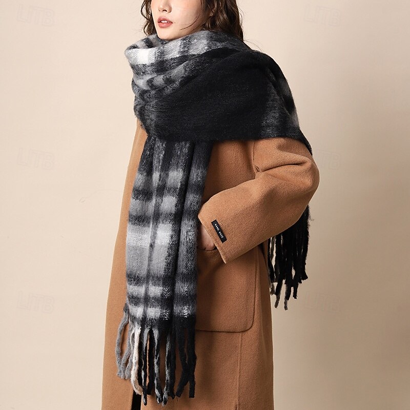 Per donna Sciarpa rettangolare Sciarpe da donna Streetwear Quotidiano Data Nero Arancione Sciarpa Plaid del 2025 a $22.99 –P11