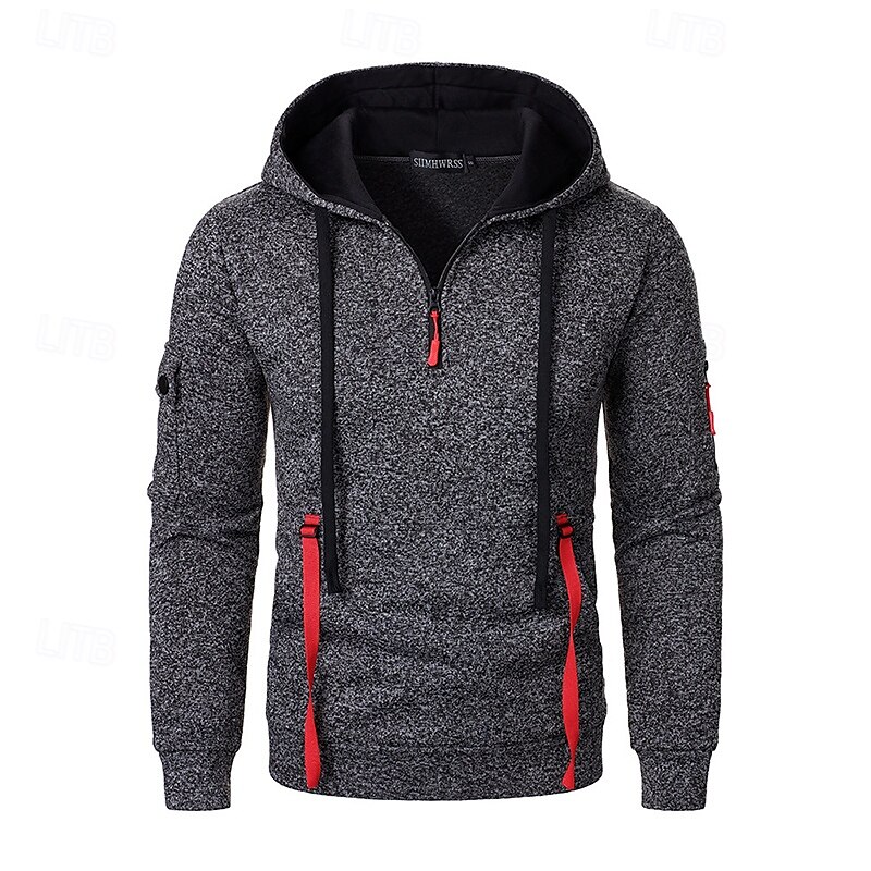 Homme Sweat à capuche Sweat à capuche quart zippé Sweat à capuche tactique Noir Vin bleu marine Bleu À capuche Uni Multi-poches Sport & Loisir Quotidien Vêtements de rue Frais Occasionnel Athlétique de 2025 ? $21.99 –P4