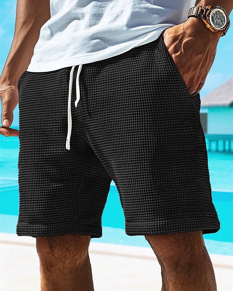 Per uomo Pantaloncini Waffle Shorts Pantaloncini Estivi Pantaloncini casual Tasca Elastico in vita Coulisse Semplice Comodità Traspirante Corto All'aperto Vacanza Canotta sportiva Casual Nero Bianco del 2025 a $23.99 –P1